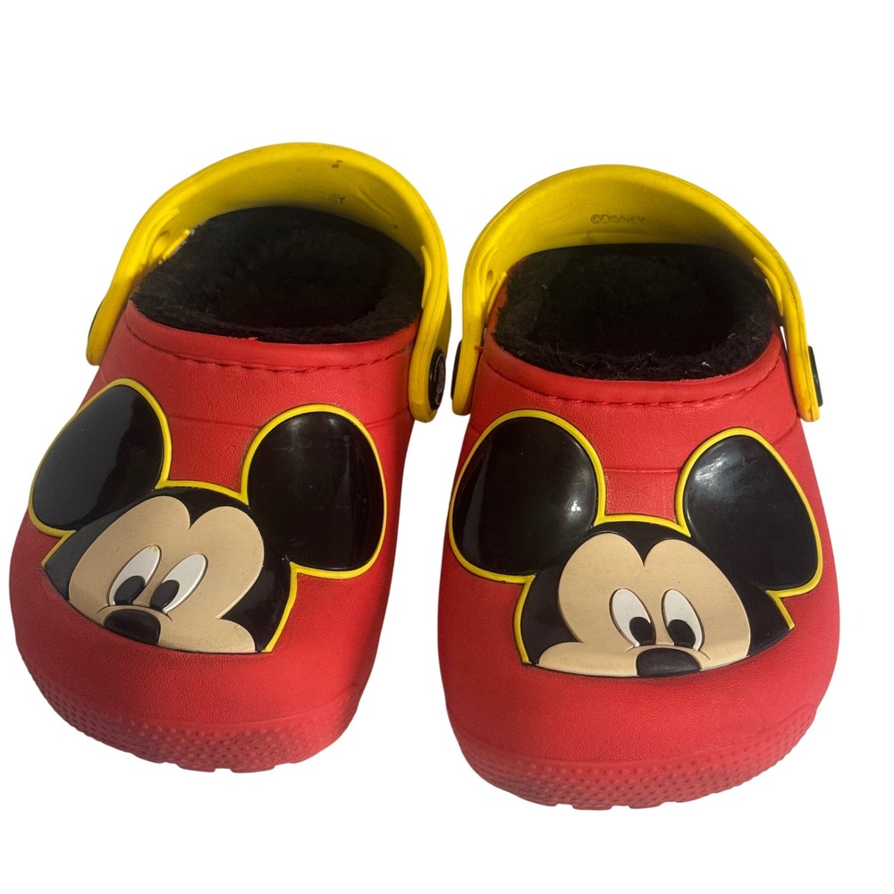 Crocs Kids Mickey Mouse Lined Clogs Red Yellow Disney Size C6